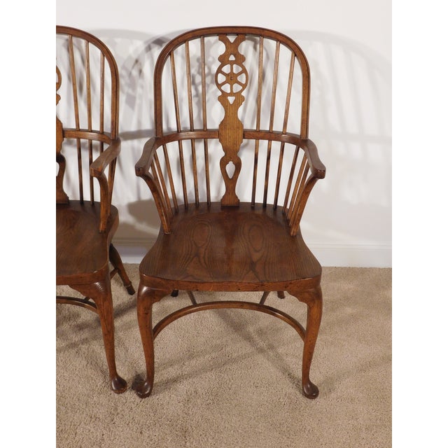 Vintage Baker Furniture Set of 4 Queen Anne Dark Oak Windsor Arm Chairs This AMAZING Vintage Baker Furniture Set of 4...