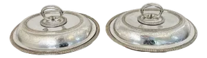 Antique Edwardian Silver Plated Oval Entree Dishes, 1900, Set of 2