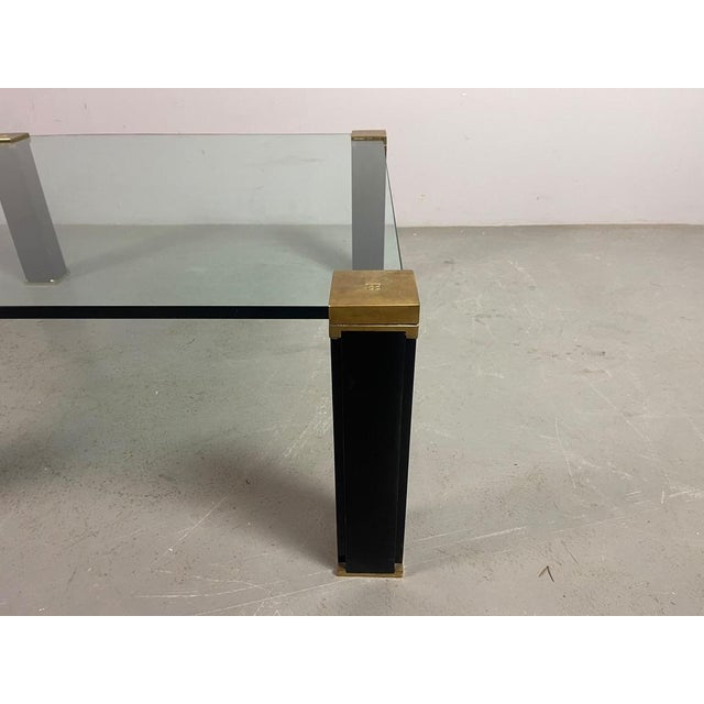 Mid-Century Hollywood Regency Glass and Brass Coffee Table by Peter Ghyczy, Netherlands, 1970s For Sale - Image 9 of 13