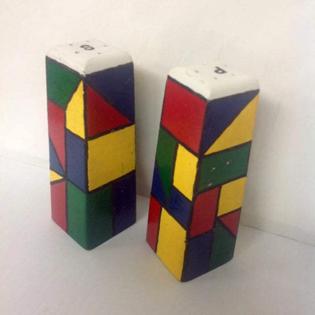 FREE SHIPPING UNTIL DECEMBER 20! Piet Mondrain Style Wooden Salt & Pepper Shakers. Multi color cubist design after Piet...