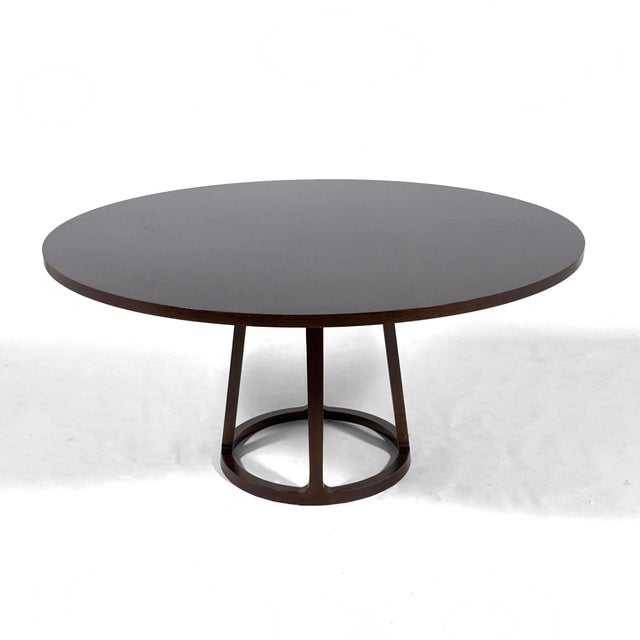 Mid-Century Modern Baker 60" Oak Pedestal Dining Table For Sale - Image 3 of 9