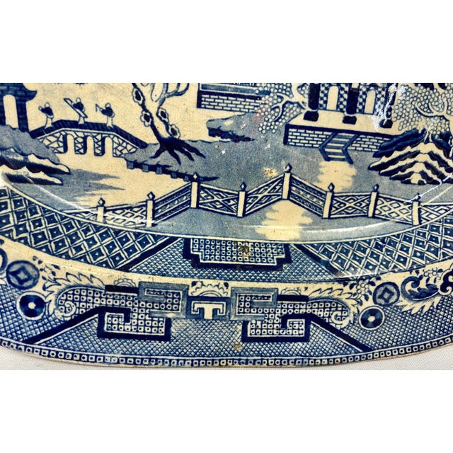 Antique Pearlware Blue Willow Platter Made in England - Circa 19th Century For Sale In Dallas - Image 6 of 13