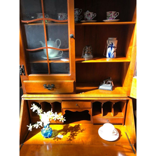 Skandia Furniture Cherry Colored Desk Secretary Cabinet | Chairish