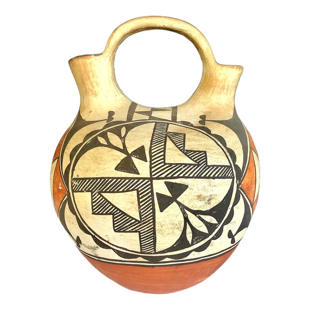 Native American Acoma Pueblo Dual-Spout Wedding Vessel For Sale