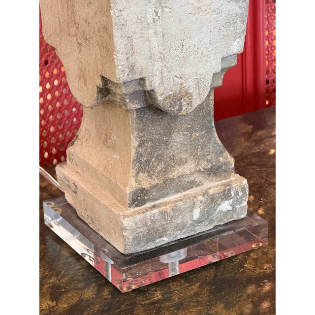 Mid 20th Century Stone Baluster Lamps on Lucite Bases - a Pair For Sale - Image 9 of 12