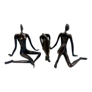 Modernist Figural Limited Edition Bronze Sculpture, Set of 3, Signed & Numbered 1980's