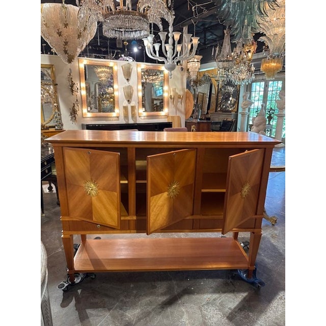 Wood Vintage Italian Art Deco Design Bookmatched Cherrywood Cabinet For Sale - Image 7 of 7