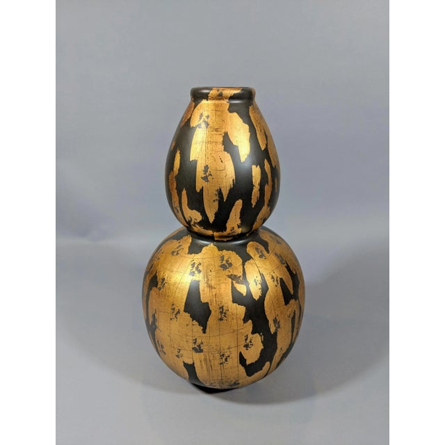 Charcoal Transitional Regency Gold and Gray Oversized Decorative Vase For Sale - Image 8 of 11