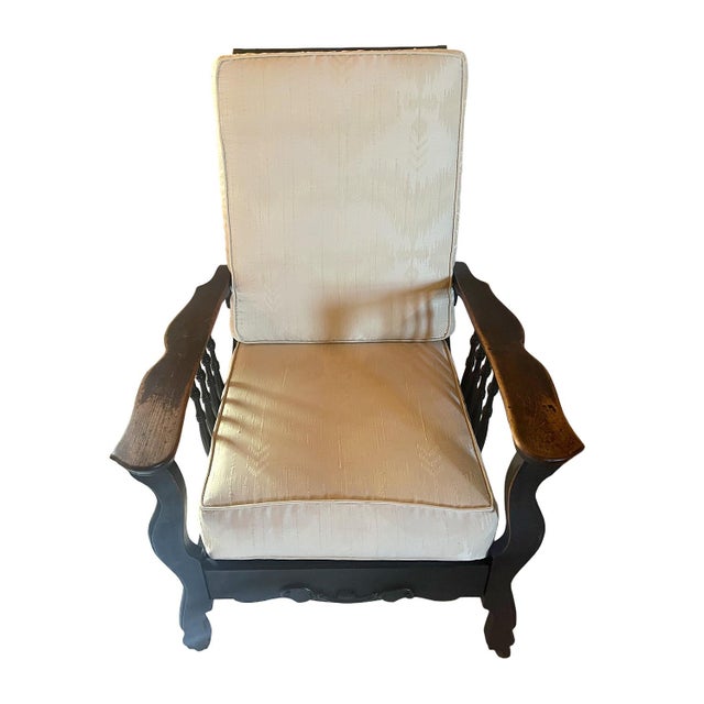 For your consideration, this is a large, unique, beautiful Morris chair that has a striking presence. Popular during the...