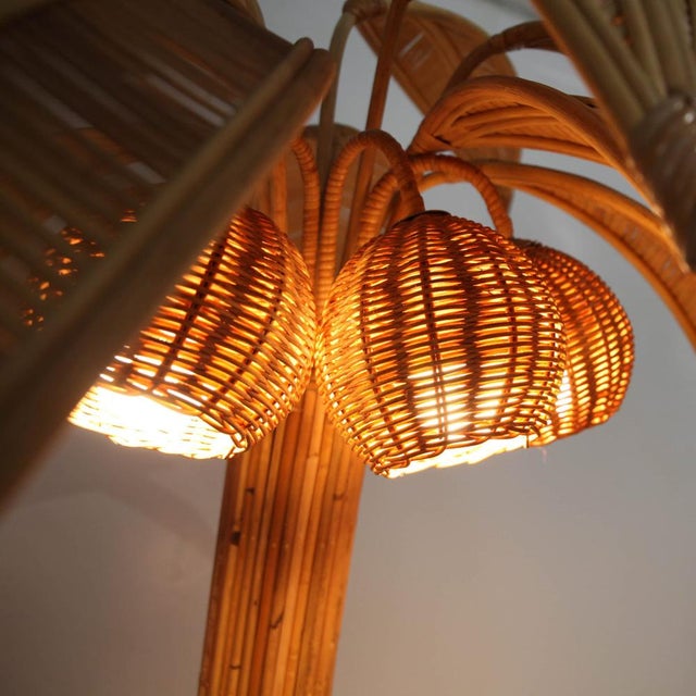 Palmtree Floor Lamp in Rattan For Sale - Image 13 of 18