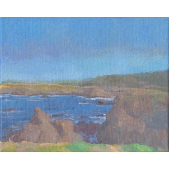 Cornflower Blue California Landscape Paintings, Set of 6 Original Oil Paintings by Michelle Farro For Sale - Image 8 of 9