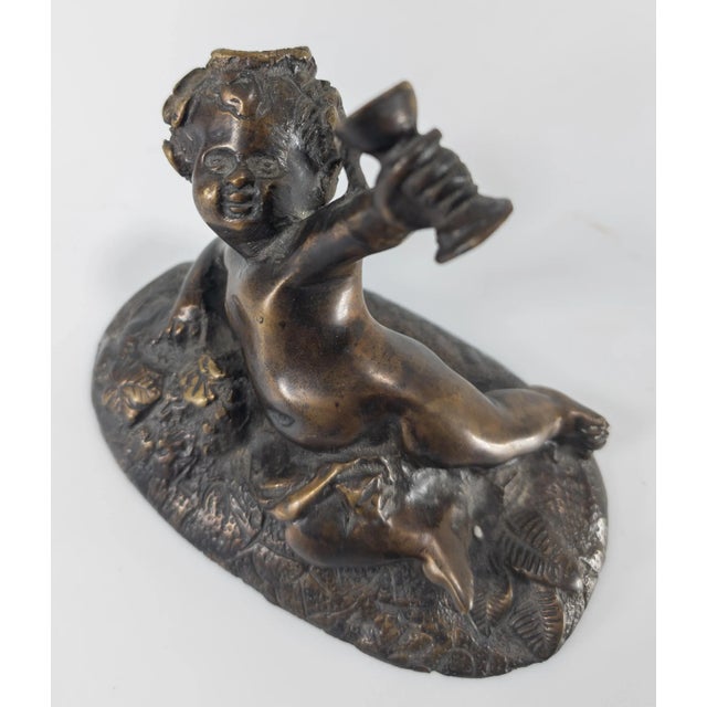 Bronze 19th Century French Style Bronze of a Drunken Cherub or Putti For Sale - Image 8 of 9
