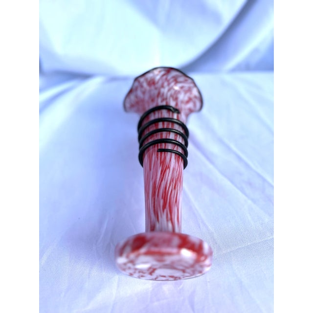 1960s Red Czech Bohemian Vintage Glass Vase For Sale - Image 4 of 4