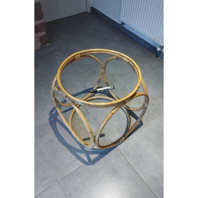 Space Age Coffee Table in Rattan, Bamboo and Glass, 1980s For Sale - Image 6 of 13