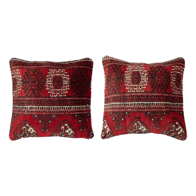 20"x20" SET OF 2 - Turkish Wool Cushion Covers. Handmade Rug Throw Pillowcases For Sale