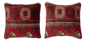 20"x20" SET OF 2 - Turkish Wool Cushion Covers. Handmade Rug Throw Pillowcases