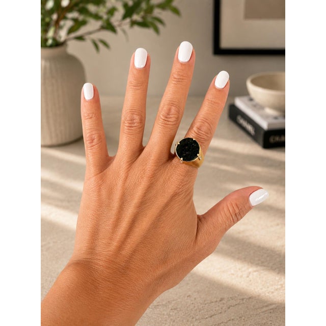 Vintage Italian 18k Gold Diamond Intaglio Ring by Bastian Bros, Size 10 For Sale - Image 15 of 15