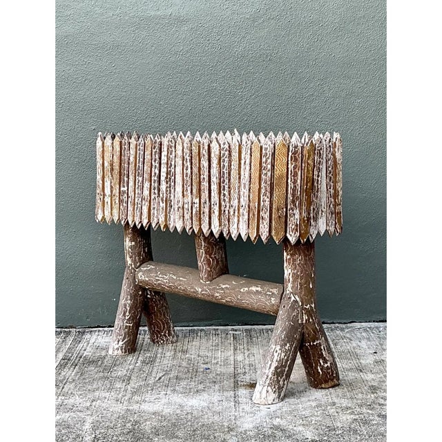 Linen Vintage Patinated Wood Box Planter For Sale - Image 8 of 12