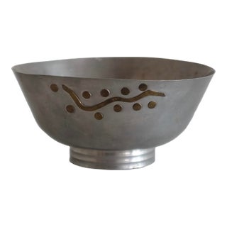 1940 Pewter and Brass Bowl by Mabos For Sale
