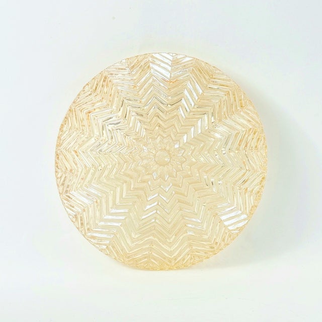 Glass 1970s Mid Century Modern/Art Deco Geometric Glass Wall Lights or Flush Mounts by Limburg For Sale - Image 7 of 9