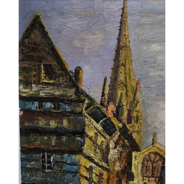 St. Corentin Cathedral in Quimper, Brittany, France, Oil Painting on Plywood For Sale - Image 12 of 13