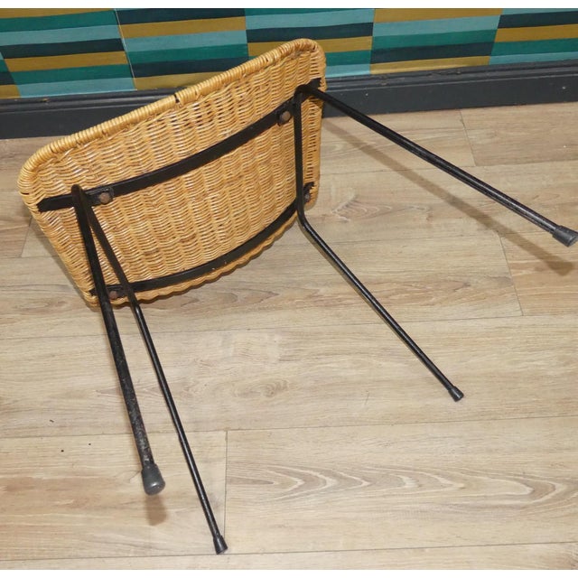 Beige Basket Chair in Rattan and Metal from Gian Franco Legler, 1950s For Sale - Image 8 of 10