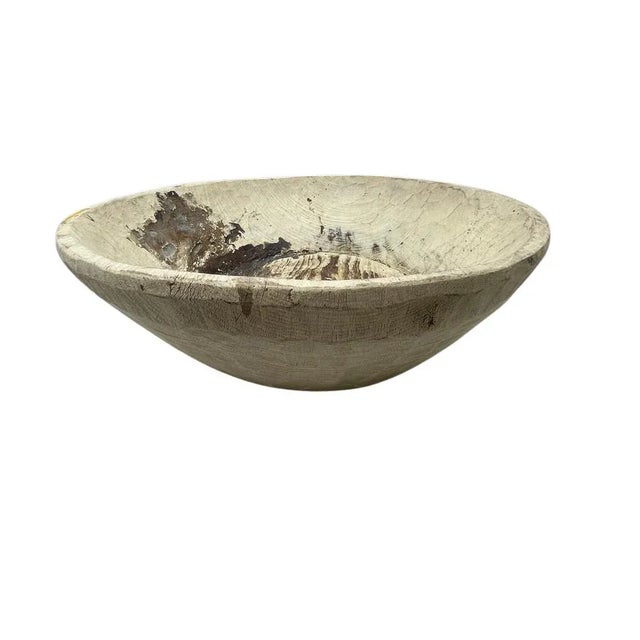 This vintage natural wood Parat bowl from India was once used to knead bread dough. It is a beautiful rustic piece and can...