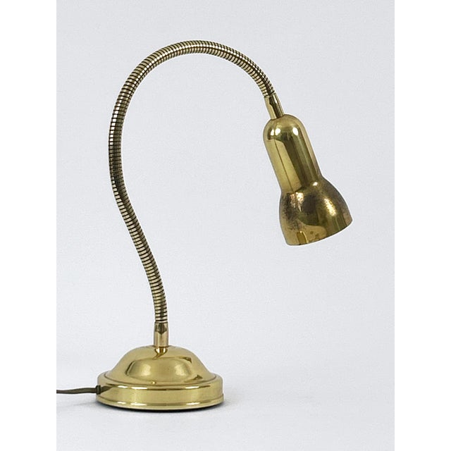 Gold Mid-Century Modern Gooseneck Brass Table Lamp, Germany, 1970s For Sale - Image 8 of 18