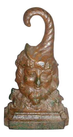 19th Century Cast Iron Figural Door Stop Bacchus with Cornucopia Handle Doorstop