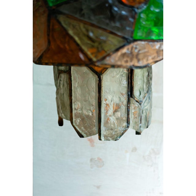 1960s Colored Glass and Brass Chandelier attributed to Albano Poli, 1960s For Sale - Image 5 of 7