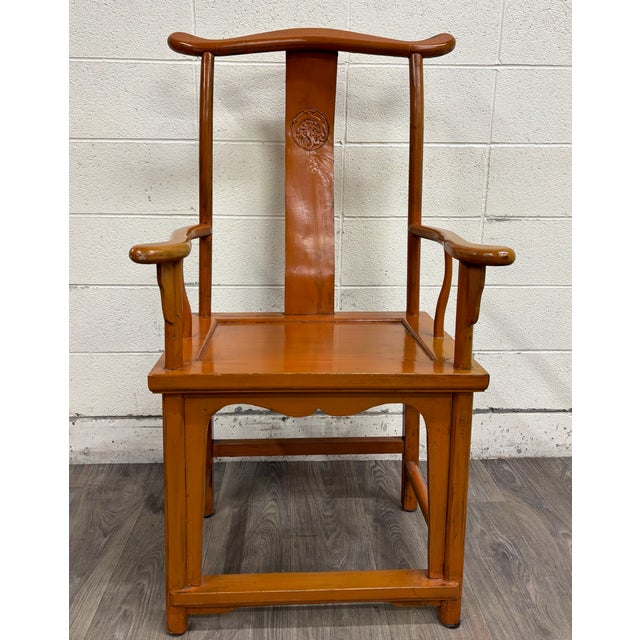 Early 20th Century Antique Chinese Ming Style Horseshoe Back Armchair For Sale - Image 5 of 12