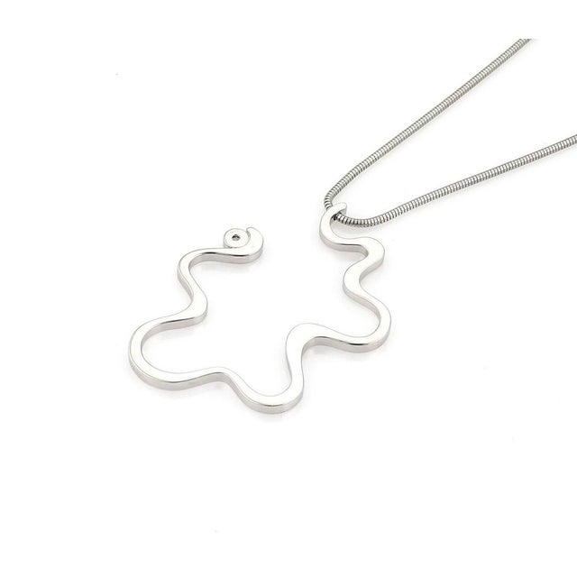 Contemporary Mid 20th Century Tiffany & Co. Frank Gehry Equus Diamond Pendant Necklace - 18k White Gold For Sale - Image 3 of 7
