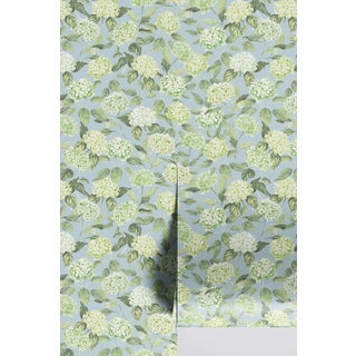 Hydrangea Blooms Floral Grasscloth Wallpaper by House Party | Limelight Green | 8 Yards For Sale