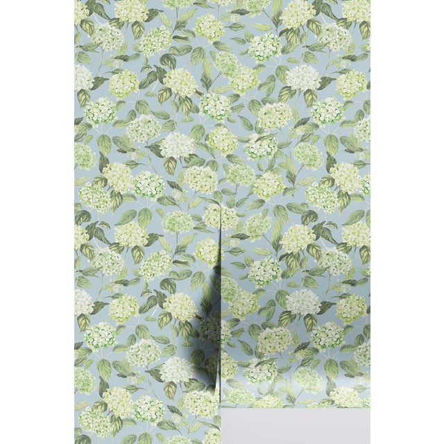 Hydrangea Blooms Floral Grasscloth Wallpaper by House Party | Limelight Green | 8 Yards For Sale