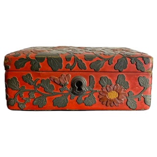 Antique Chinese Red and Black Lacquered Cinnabar Box, 1800s For Sale