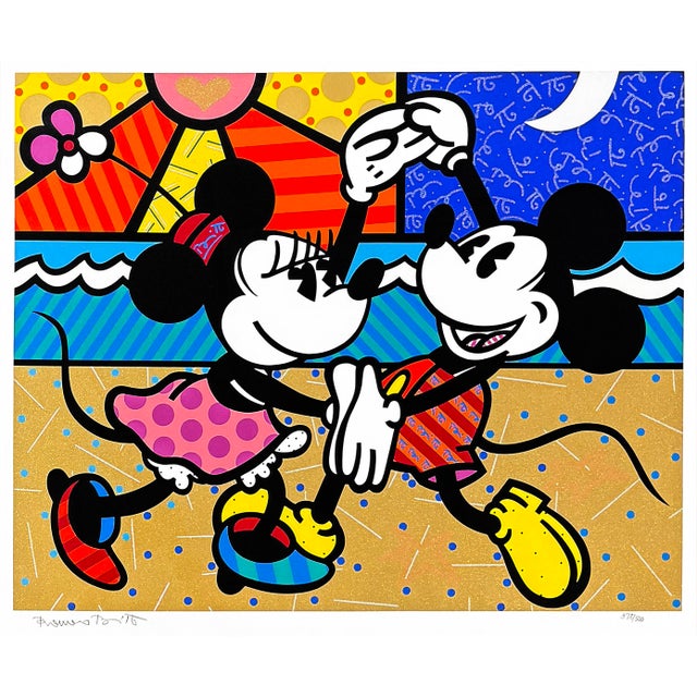Serigraph in colors on paper. Hand signed lower left margin by Romero Britto. Hand numbered 378/500 lower right margin....