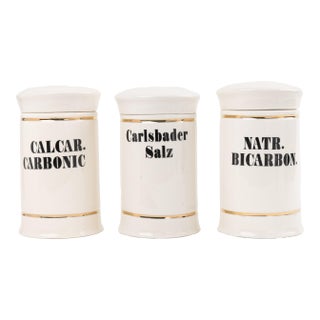 Antique-Style Ceramic Apothecary Jar Set - Set of 3 For Sale