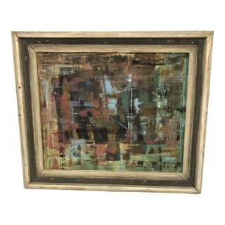 Abstract Painting in Distressed Vintage Frame For Sale