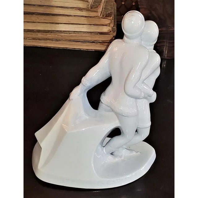 Belgian Art Deco Charles Catteau Bfk Ice Skater Sculpture For Sale - Image 11 of 13