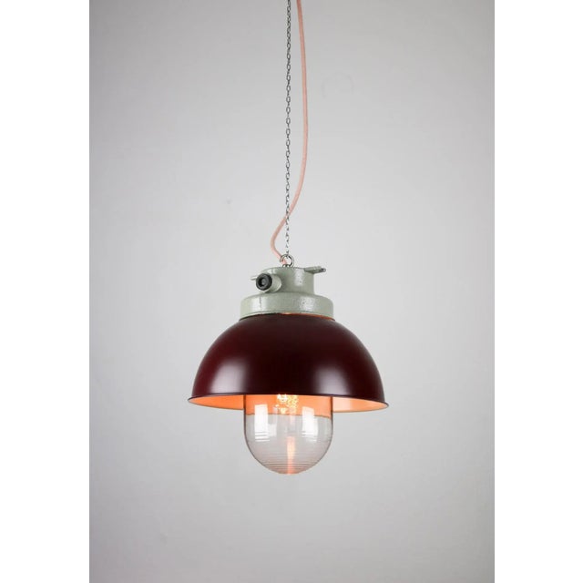 Vintage Burgundy Industrial Pendant Lamp from TEP For Sale - Image 6 of 13
