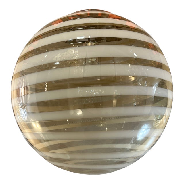 Italian Murano Style Glass Swirling Multicolors Pendant Sphere For Sale