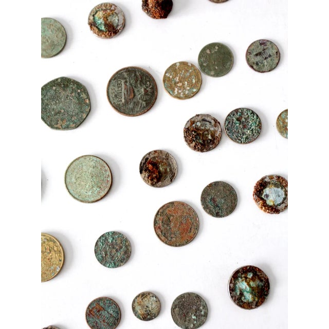 Metal Vintage Oxidized Coin Collection For Sale - Image 7 of 11