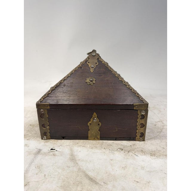 Antique Indian Jewelry Box in Wood and Brass, 1800s For Sale - Image 6 of 16
