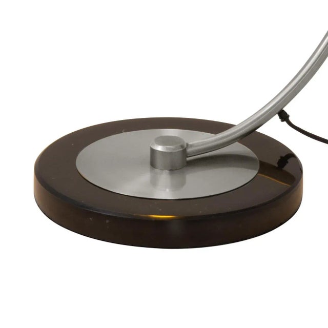 Black Luna Bella Chairside Arc Floor Lamp - Black & Silver-Leaf Shade, Antique Nickel, Black Marble Base, Floor Dimmer For Sale - Image 8 of 12