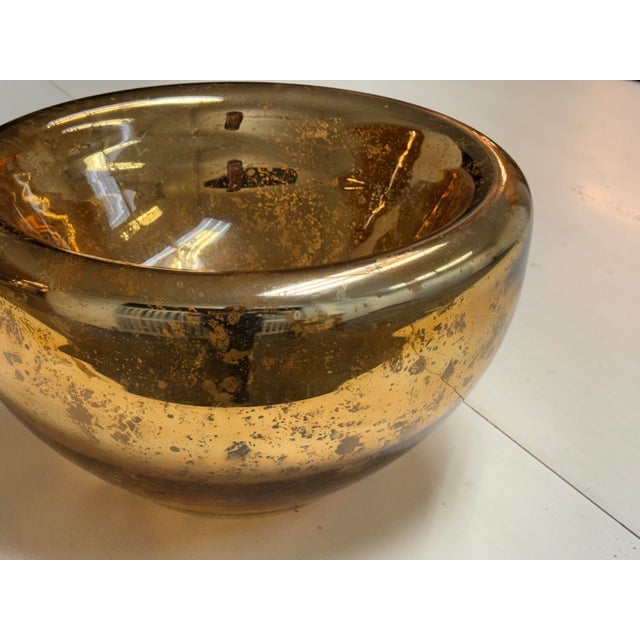 Contemporary Amber Mercury Glass Decorative Bowl For Sale - Image 3 of 12