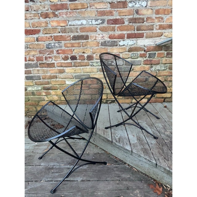 pair of orange slice chairs from Maurizio Tempestini for Salterini no maker's mark...recently sandblasted iron frame,...