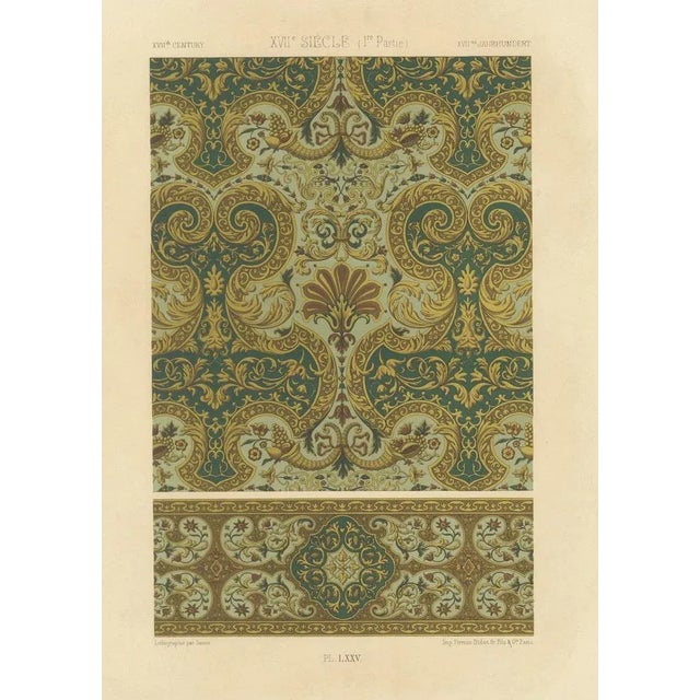 Paper Rich Gold and Green Decorative Motif, 1600s, Lithograph For Sale - Image 7 of 10