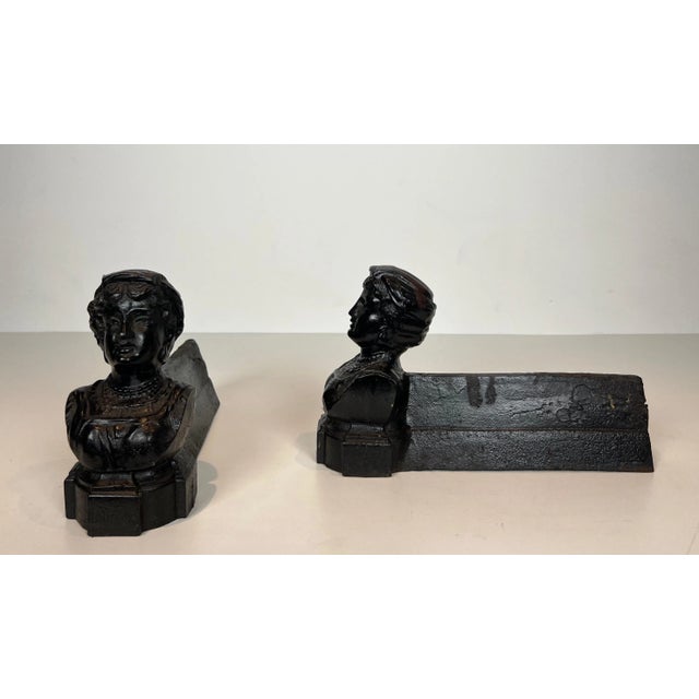 Cast Iron Andirons Representing an Italian Woman - a Pair For Sale - Image 6 of 10