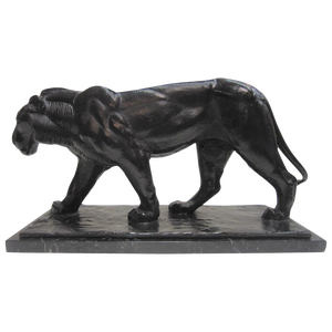 Original Piero Palazzolo Hebrard Bronze Art Deco Sculpture of a Stalking Panther