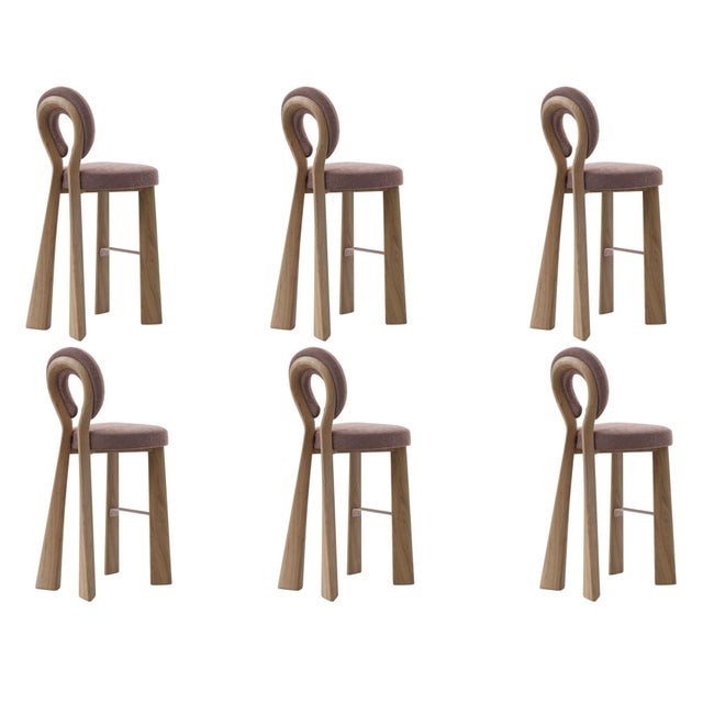 Purple Mary Bar Chairs by Ottiu, Set of 6 For Sale - Image 8 of 8
